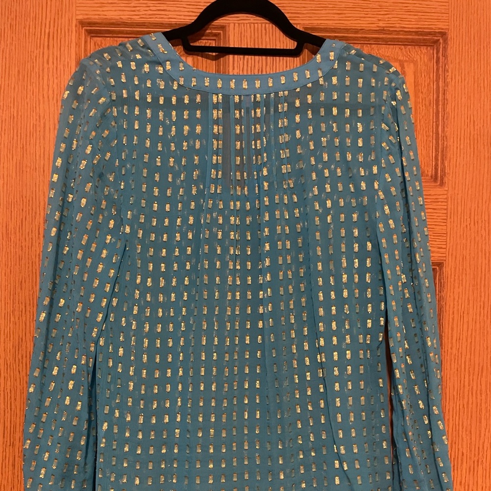 Lilly Pulitzer blue and gold blouse size medium